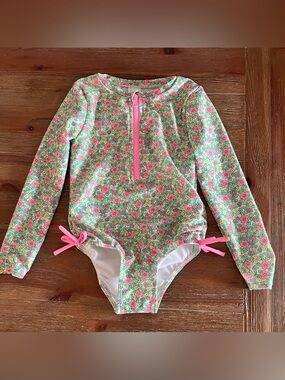 Cat & Jack Toddler girls One Piece Rash guard Swimsuit - Floral - 5T